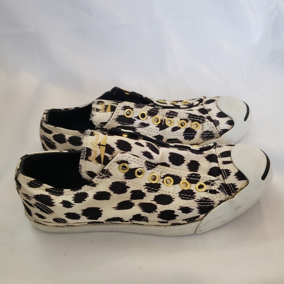 Converse Jack Purcell Satin Leopard Print Slip On Sneaker Laceless Womens Size 8 - Picture 2 of 11